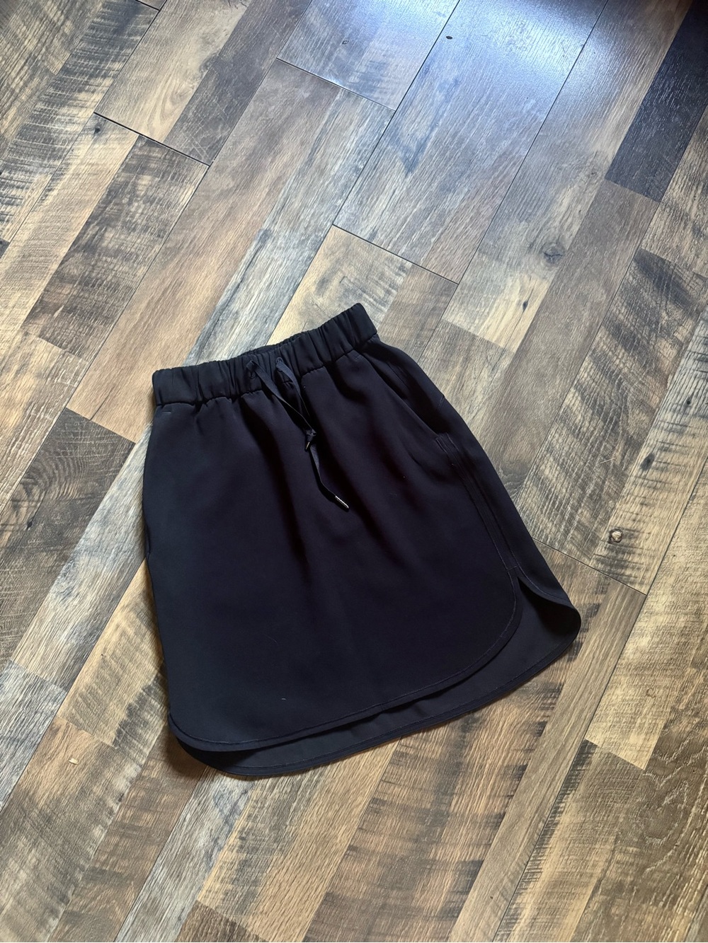 Lululemon On The Fly Black Drawstring Skirt with Side Slit